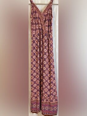 Maurices Boho Maxi Dress | Wrap Style Tie Waist | Flowy Festival Dress | Size S